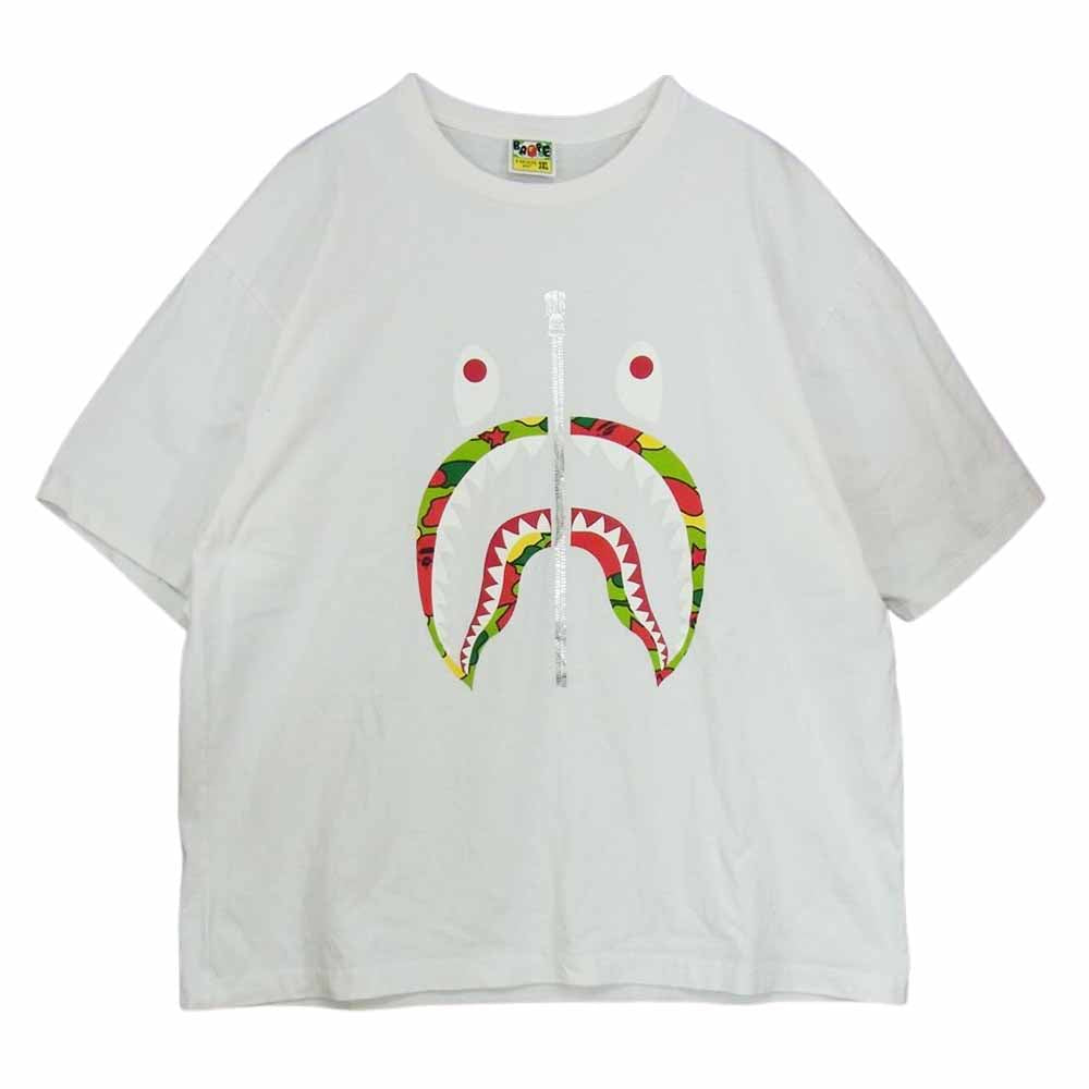 A BATHING APE アベイシングエイプ SHARK TEE シャーク ホワイト系 3XL【中古】