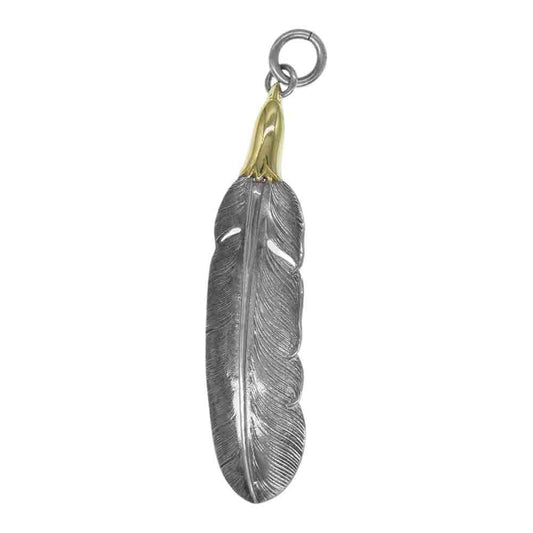LARRY SMITH ラリースミス 18K EAGLE HEAD PLAIN FEATHER 18K イーグルヘッド付き フェザー 右向き シルバー系 ゴールド系【中古】