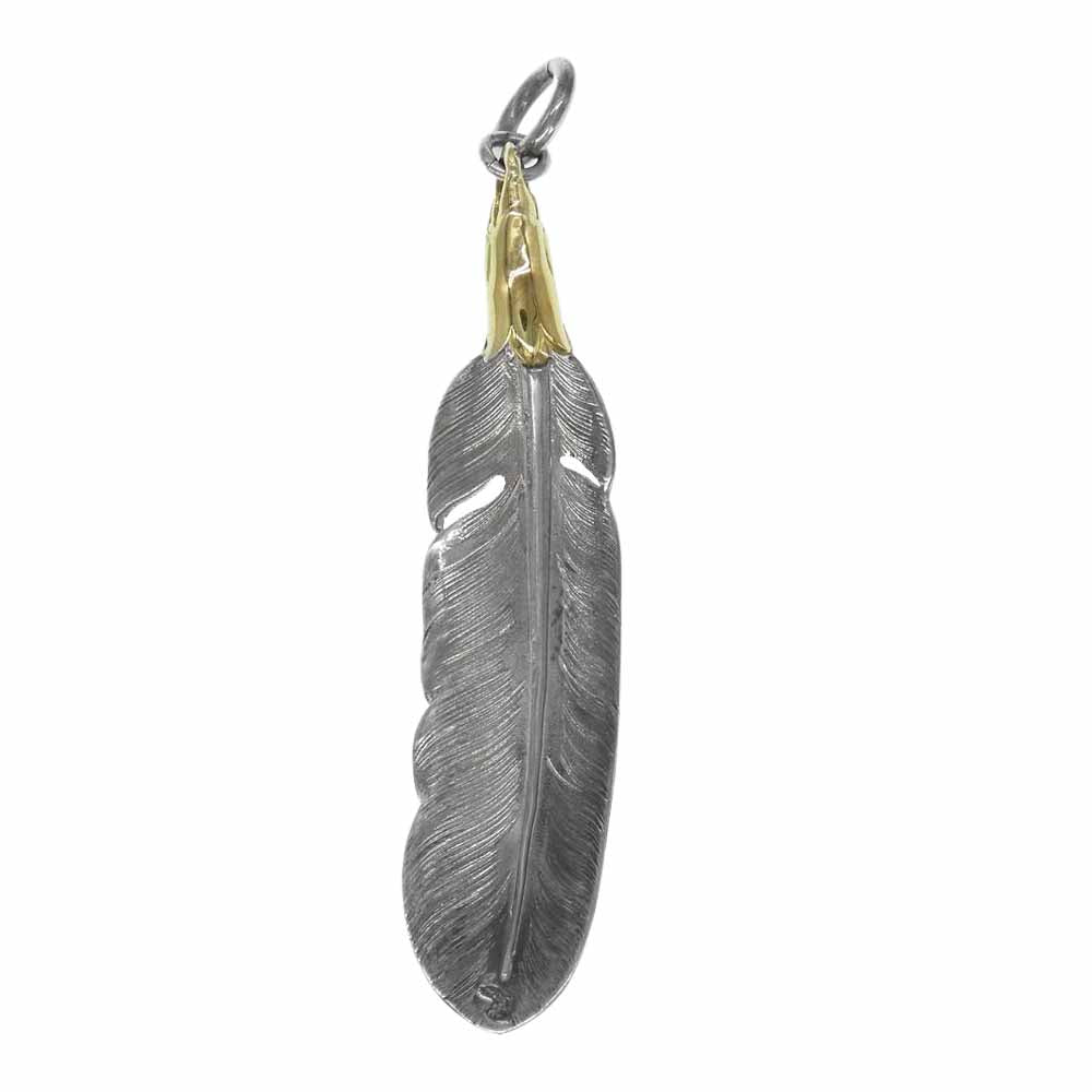LARRY SMITH ラリースミス 18K EAGLE HEAD PLAIN FEATHER 18K イーグルヘッド付き フェザー 右向き シルバー系 ゴールド系【中古】