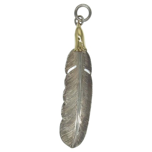 LARRY SMITH ラリースミス 18K EAGLE HEAD PLAIN FEATHER 18K イーグルヘッド付き フェザー 左向き シルバー系【中古】