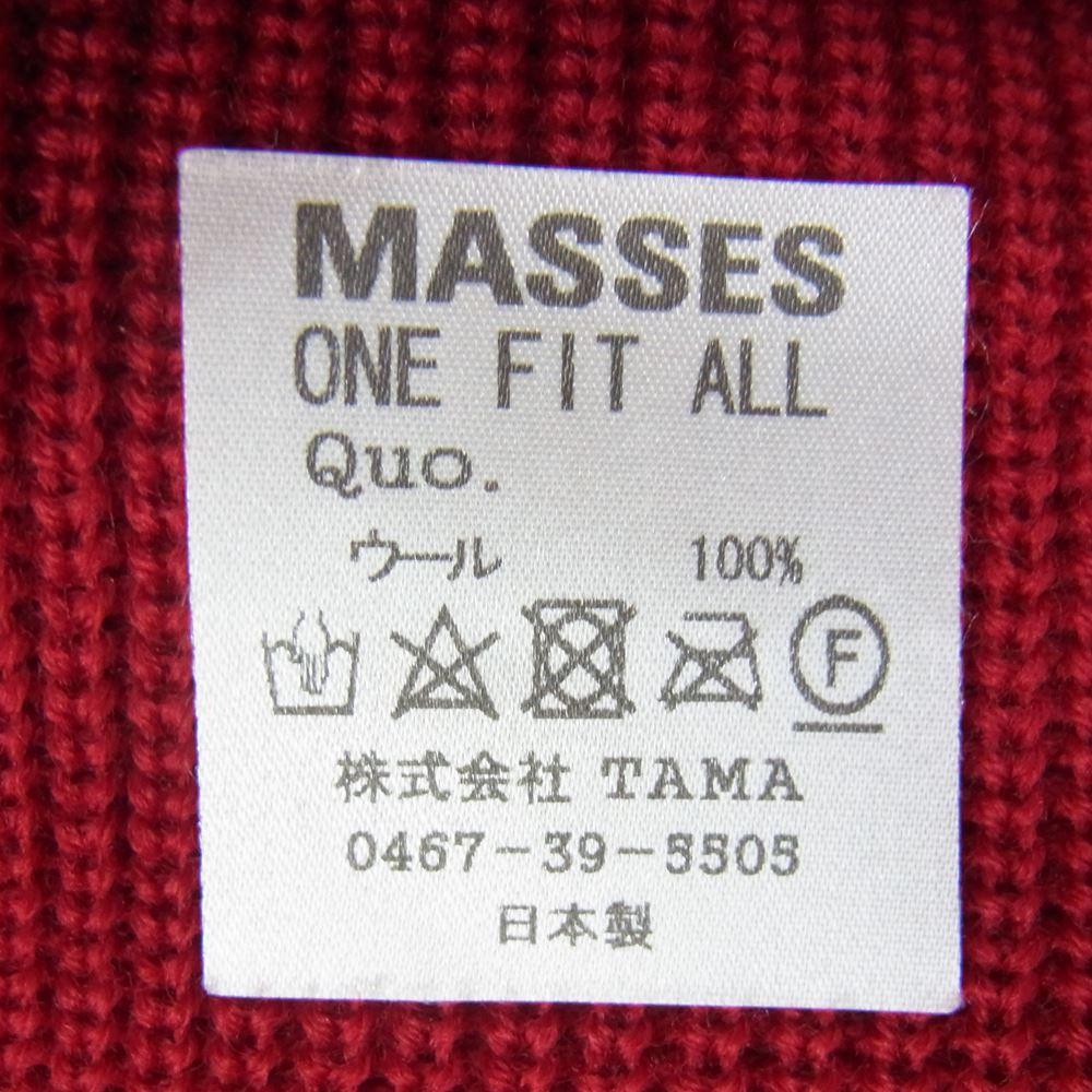 MASSES マシス KNIT CAP ロゴ ニット帽 ビーニー レッド系 フリー【中古】