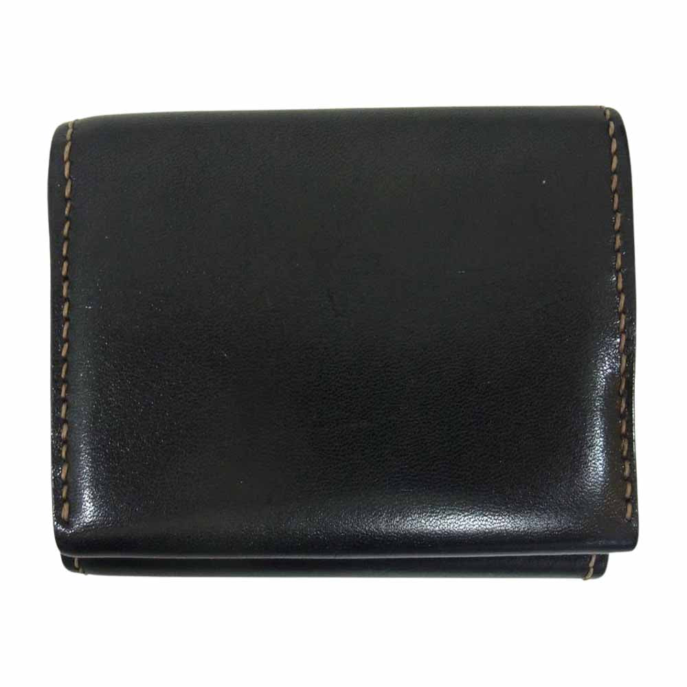 THE FLAT HEAD ザフラットヘッド FN-WSN3-4S MINI WALLET 多脂革 ミニ ウォレット 三つ折り財布 ブラック系【中古】