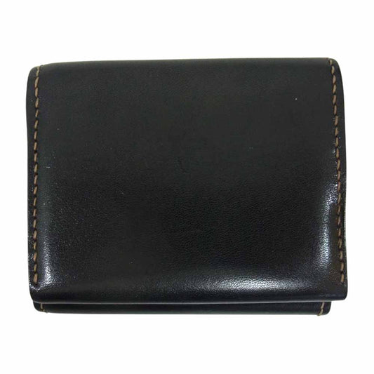 THE FLAT HEAD ザフラットヘッド FN-WSN3-4S MINI WALLET 多脂革 ミニ ウォレット 三つ折り財布 ブラック系【中古】