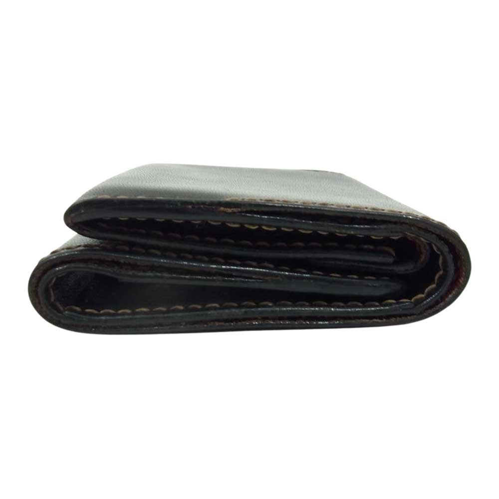 THE FLAT HEAD ザフラットヘッド FN-WSN3-4S MINI WALLET 多脂革 ミニ ウォレット 三つ折り財布 ブラック系【中古】
