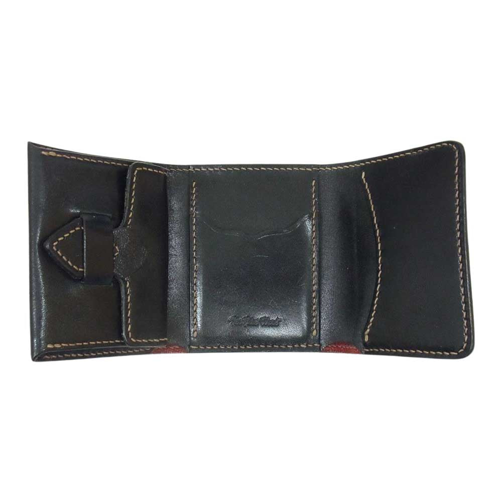 THE FLAT HEAD ザフラットヘッド FN-WSN3-4S MINI WALLET 多脂革 ミニ ウォレット 三つ折り財布 ブラック系【中古】