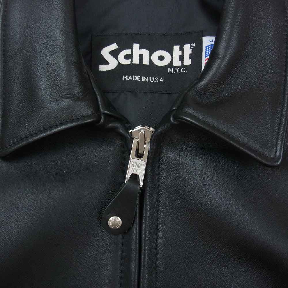 schott ショット 223US lamb leather ラムレザー TRUCKER トラッカー シングル  ブラック系 34【中古】