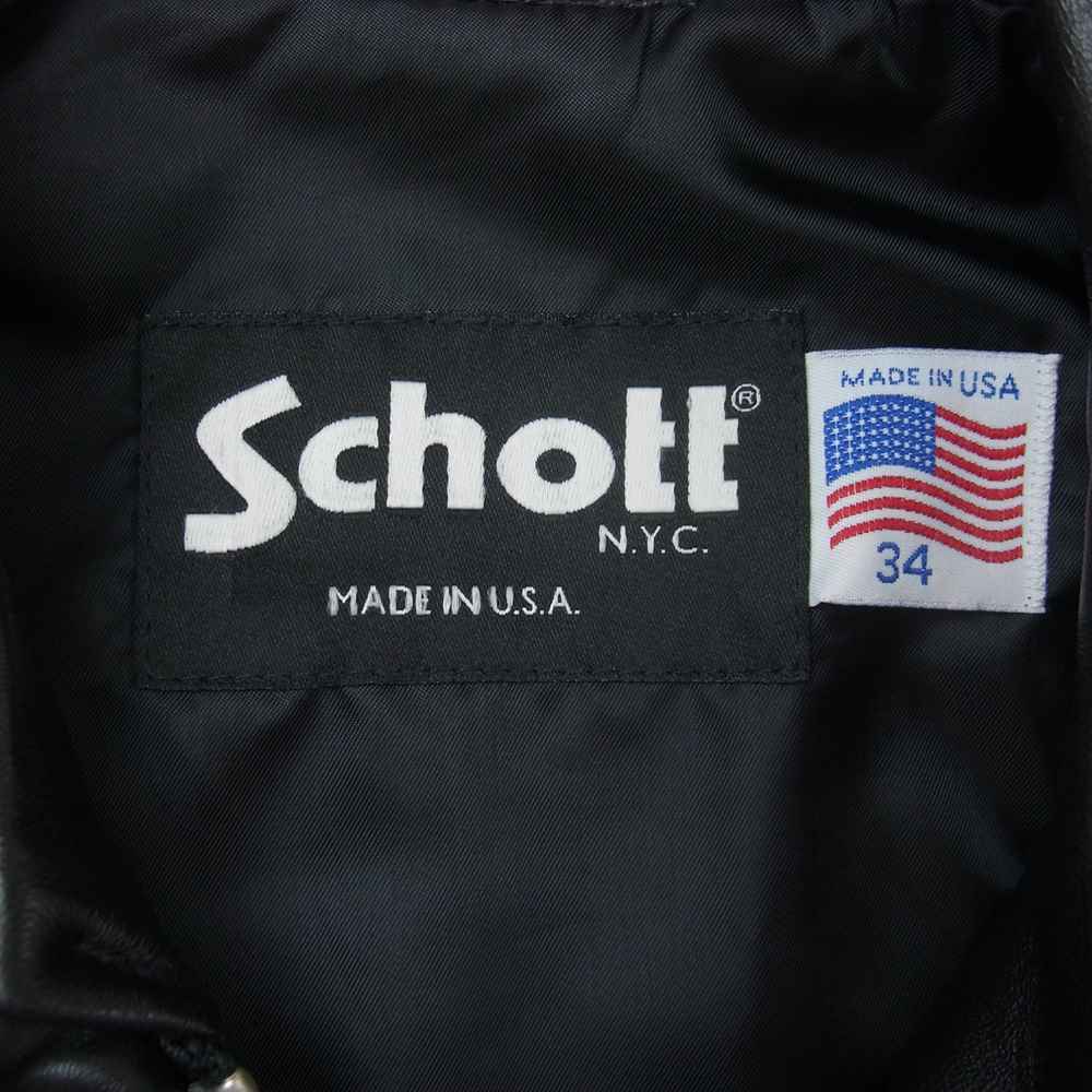 schott ショット 223US lamb leather ラムレザー TRUCKER トラッカー シングル  ブラック系 34【中古】