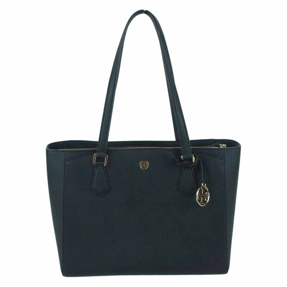 Tory Burch トリーバーチ サフィアーノ レザー トート バッグ フィリピン製 ブラック系【中古】