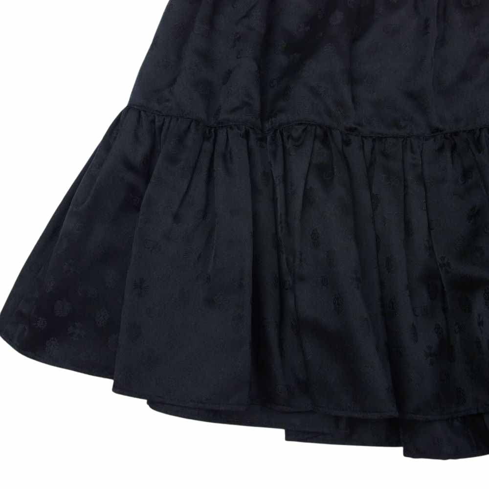 CHROME HEARTS クロムハーツ（原本無） 国内正規品 総柄 シルク スカート ブラック系【美品】【中古】