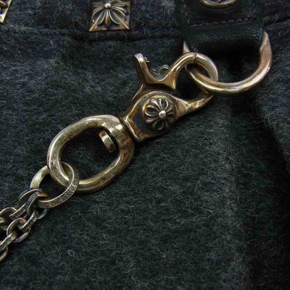 CHROME HEARTS クロムハーツ（原本無） 国内正規品 ピラミッドスタッズ ダガージップ ウール チェック スカート グレー系【中古】