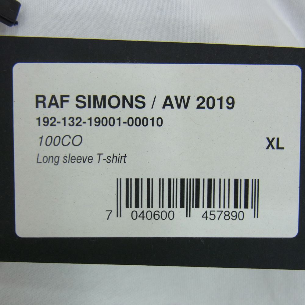 RAF SIMONS ラフシモンズ 19AW 192-132-19001-00010 Long sleeve T-shirt プリント 長袖 Tシャツ ホワイト系 XL【新古品】【未使用】【中古】