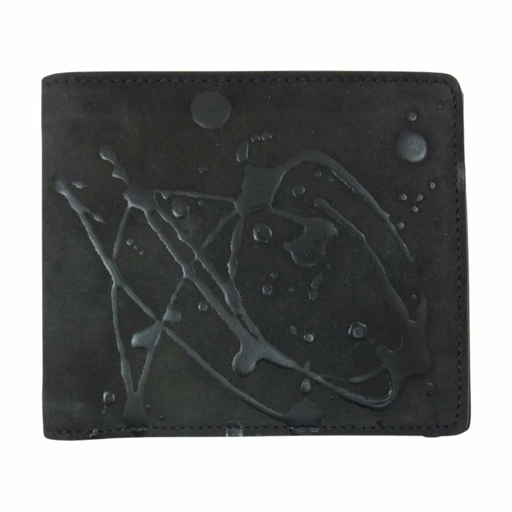 MAISON MARGIELA メゾンマルジェラ S53UI0435 P0548 マルジェラジャパン 国内正規品 ペンキ加工 スエード 二つ折り 財布 ブラック系【美品】【中古】