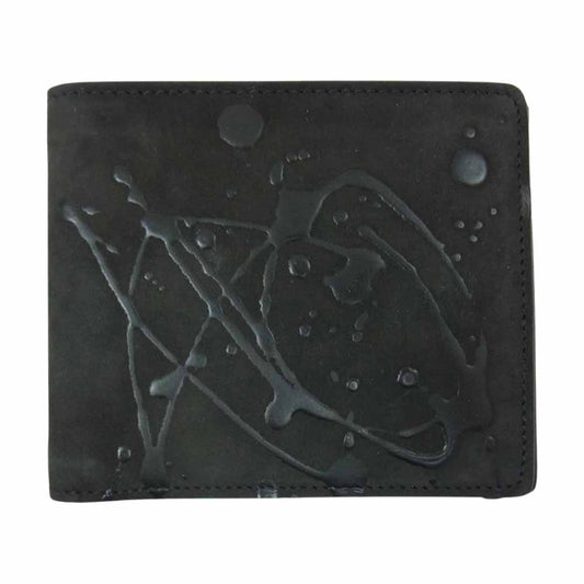 MAISON MARGIELA メゾンマルジェラ S53UI0435 P0548 マルジェラジャパン 国内正規品 ペンキ加工 スエード 二つ折り 財布 ブラック系【美品】【中古】