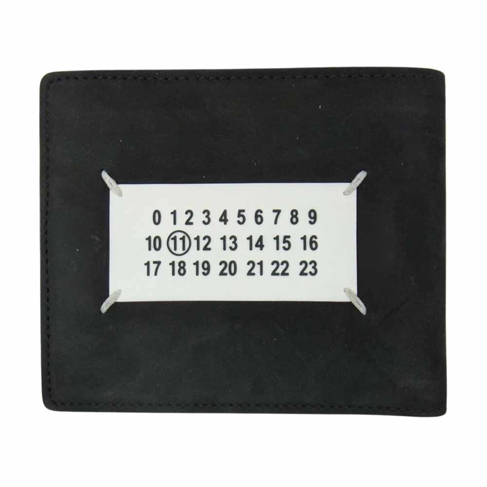 MAISON MARGIELA メゾンマルジェラ S53UI0435 P0548 マルジェラジャパン 国内正規品 ペンキ加工 スエード 二つ折り 財布 ブラック系【美品】【中古】