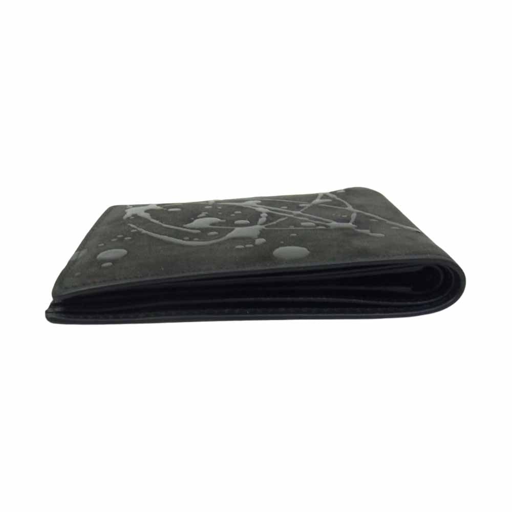 MAISON MARGIELA メゾンマルジェラ S53UI0435 P0548 マルジェラジャパン 国内正規品 ペンキ加工 スエード 二つ折り 財布 ブラック系【美品】【中古】
