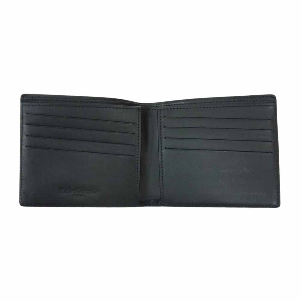 MAISON MARGIELA メゾンマルジェラ S53UI0435 P0548 マルジェラジャパン 国内正規品 ペンキ加工 スエード 二つ折り 財布 ブラック系【美品】【中古】