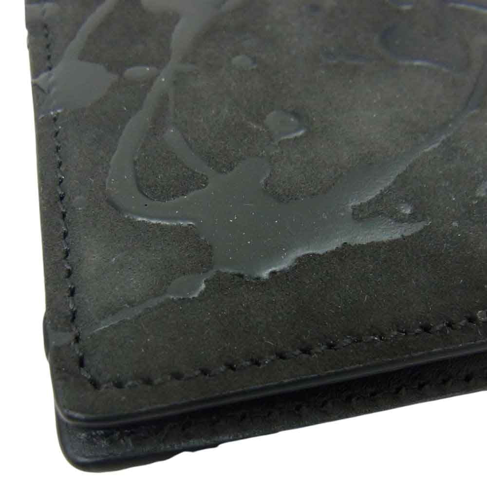 MAISON MARGIELA メゾンマルジェラ S53UI0435 P0548 マルジェラジャパン 国内正規品 ペンキ加工 スエード 二つ折り 財布 ブラック系【美品】【中古】