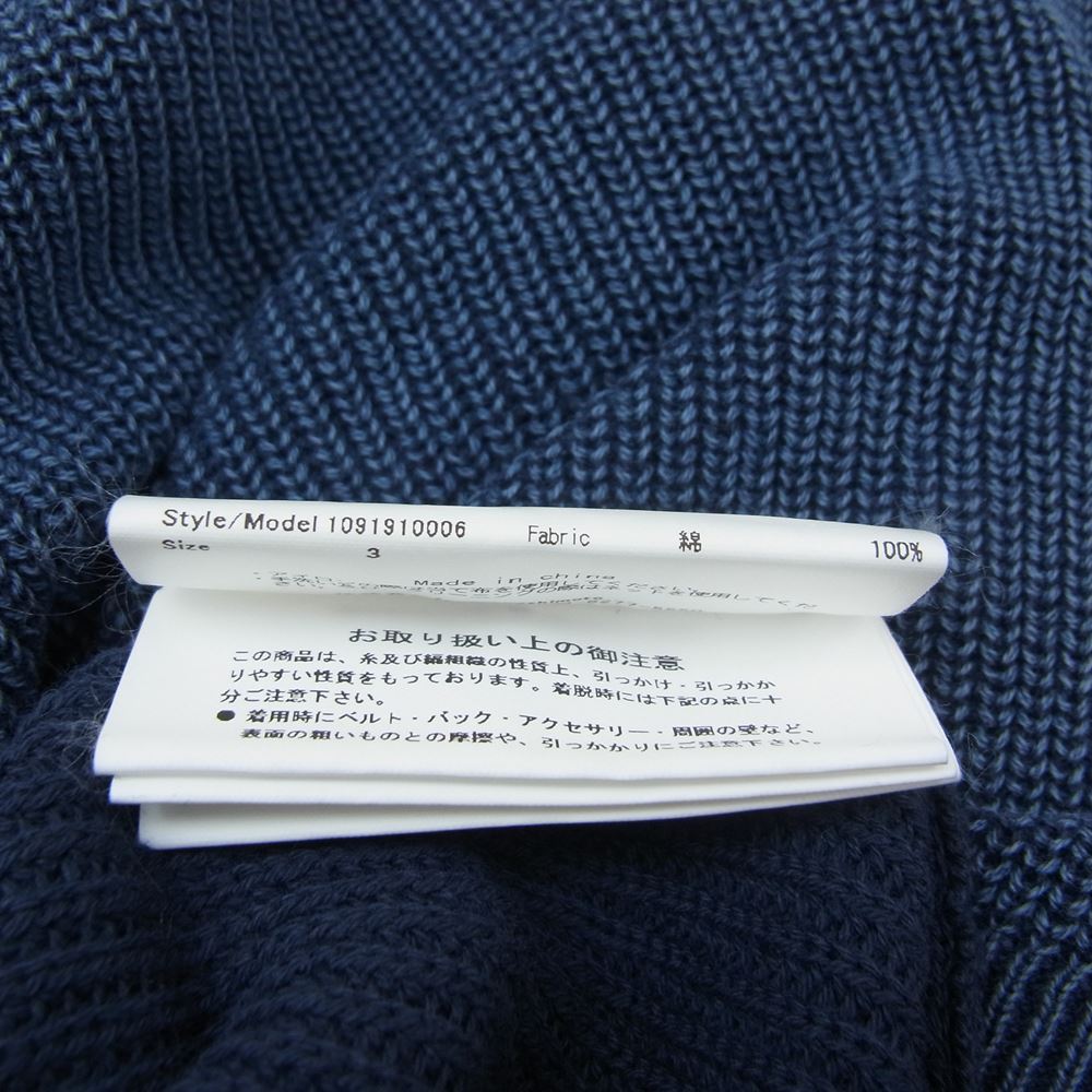 junhashimoto ジュンハシモト 1091910006 CREW NECK KNIT サンドブラスト加工 クルーネック ニット ネイビー系 3【中古】