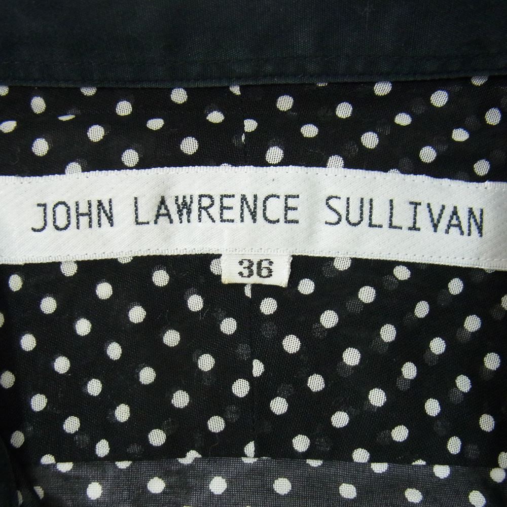 JOHN LAWRENCE SULLIVAN ジョンローレンスサリバン ドット柄 クレリック シアー シャツ ブラック系 ホワイト系 36【中古】