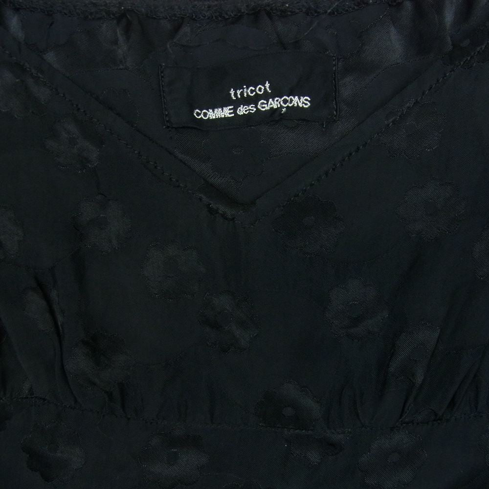 tricot COMME des GARCONS トリココムデギャルソン AD2006 TR-A012 フラワードット柄 レーヨン フリル ワンピース ブラック系【中古】