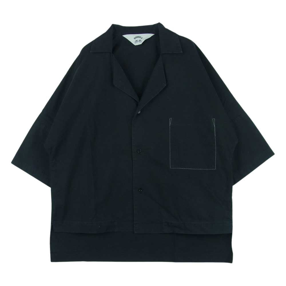 SUNSEA サンシー Fried Shrimp Shirt オープンカラー 半袖 シャツ コットン ブラック系 サイズ表記なし【中古】
