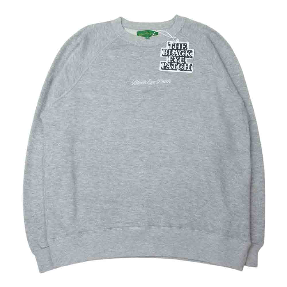 ブラックアイパッチ ラメ加工 クルーネック ロゴスエット グレー系 M【新古品】【未使用】【中古】