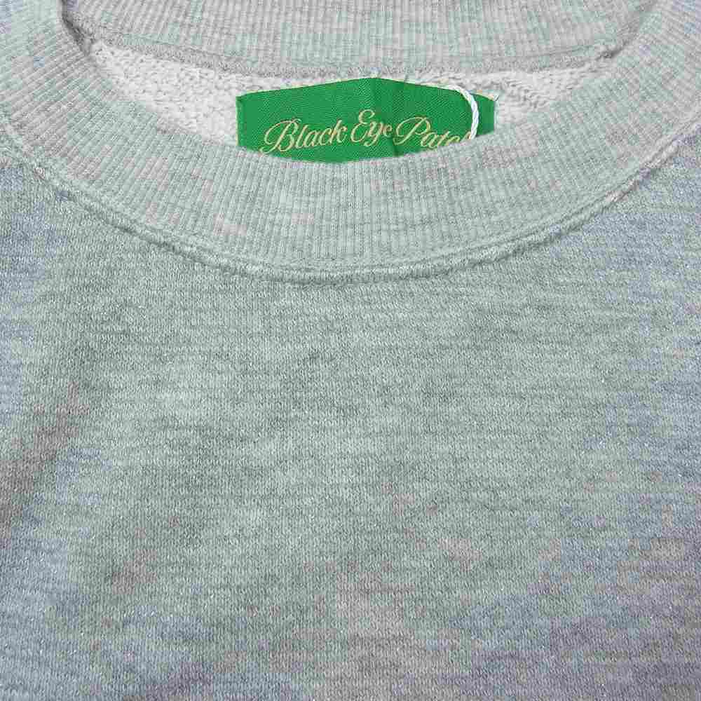 ブラックアイパッチ ラメ加工 クルーネック ロゴスエット グレー系 M【新古品】【未使用】【中古】