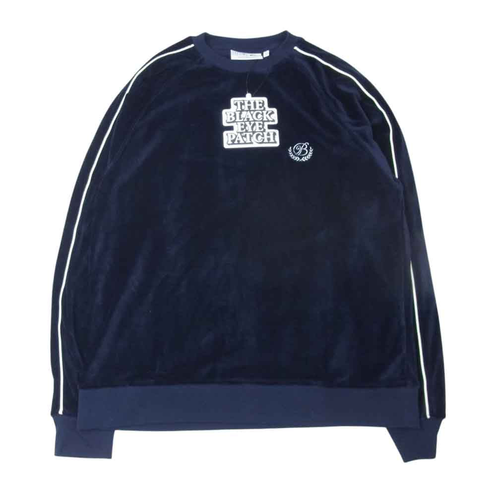 ブラックアイパッチ 21AW BEPFW21 TP06 B Emblem Piping Velour Crew ベロア プルオーバー クルーネック ネイビー系 S【新古品】【未使用】【中古】