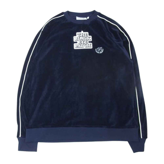 ブラックアイパッチ 21AW BEPFW21 TP06 B Emblem Piping Velour Crew ベロア プルオーバー クルーネック ネイビー系 S【新古品】【未使用】【中古】