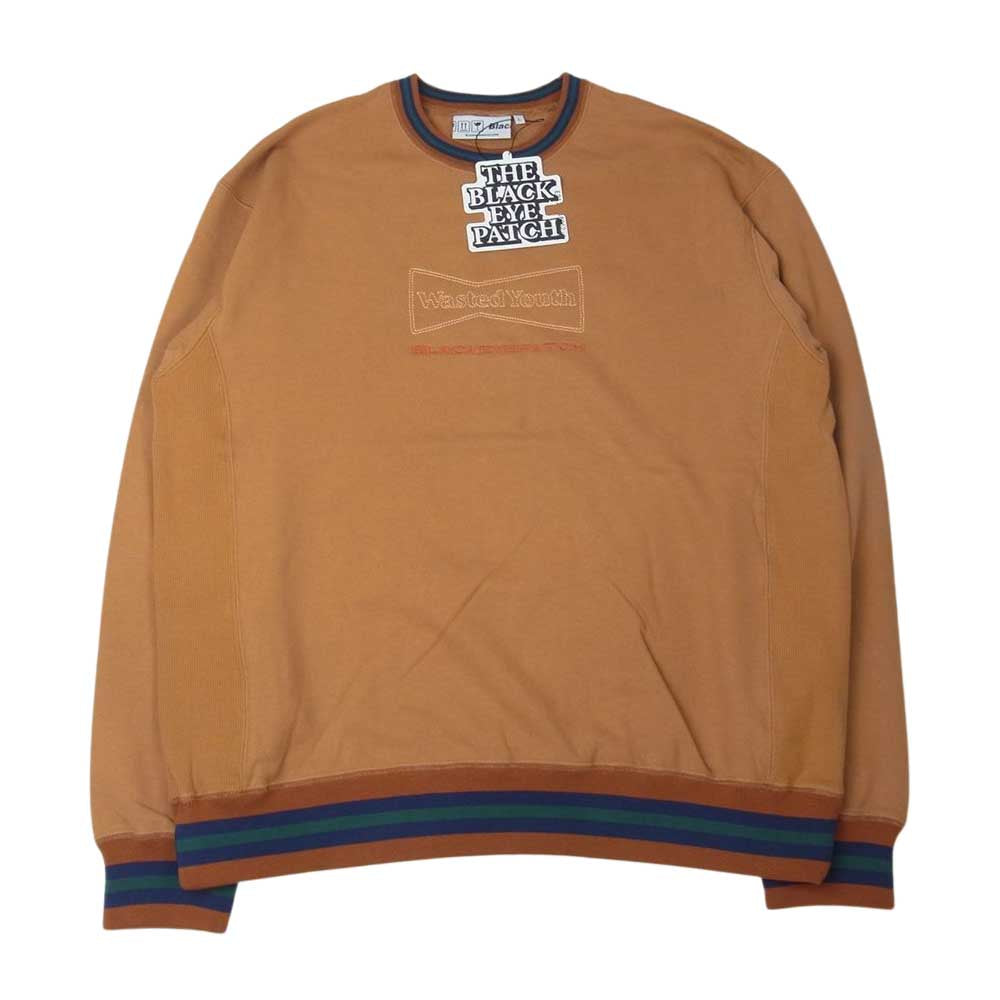 ブラックアイパッチ 21SS BEPSS21EI31 ×Wasted Youth ウェステッドユース クルーネック スウェット オレンジ系 L【新古品】【未使用】【中古】