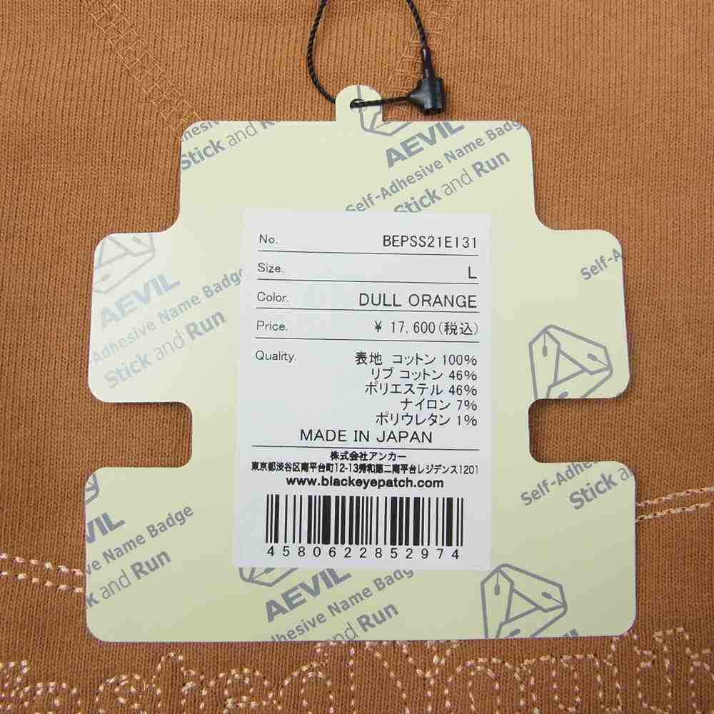 ブラックアイパッチ 21SS BEPSS21EI31 ×Wasted Youth ウェステッドユース クルーネック スウェット オレンジ系 L【新古品】【未使用】【中古】