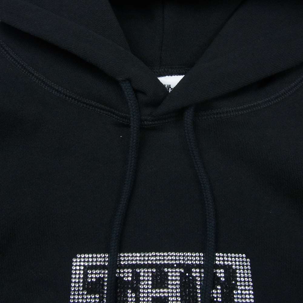 ブラックアイパッチ 22SS BEPSS22TP26 RHINESTONE OG LABEL HOODIE ラインストーン ラベル フーディースエット  ブラック系 S【新古品】【未使用】【中古】
