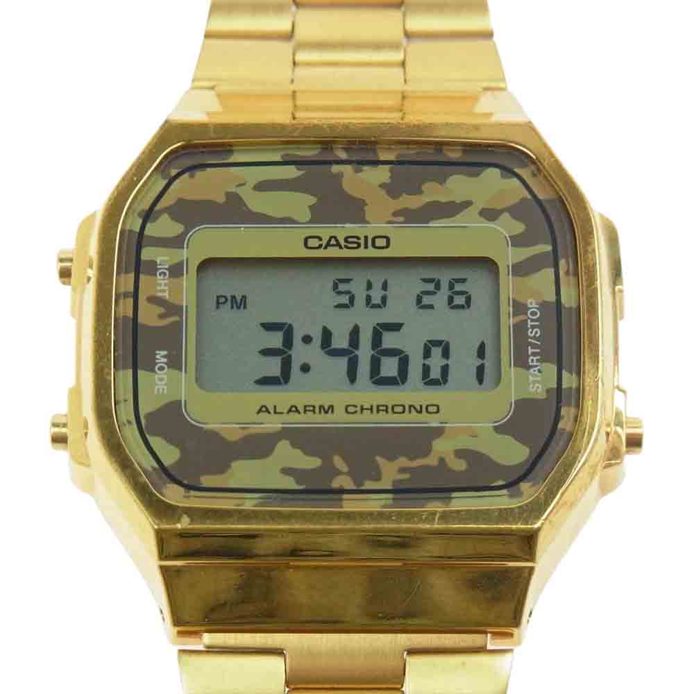 CASIO カシオ スタンダード A168WE カモ 腕時計 ウォッチ ゴールド系【中古】
