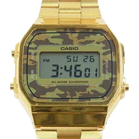 CASIO カシオ スタンダード A168WE カモ 腕時計 ウォッチ ゴールド系【中古】
