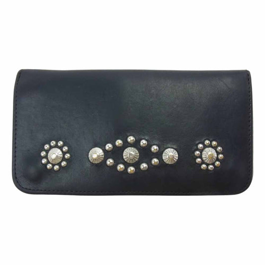 GLADHAND & Co. グラッドハンド × HTC エイチティーシー スタッズ レザー ロング ウォレット 長財布 ブラック系【中古】
