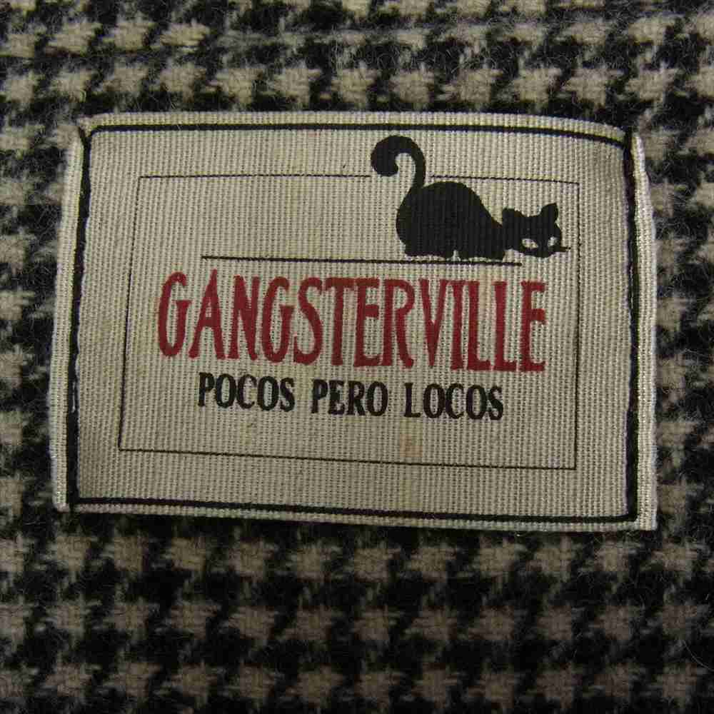 GANGSTERVILLE ギャングスタービル 裏地 千鳥 チェック 牛革 カーフスキン レザー ダブル ライダース ジャケット ブラック系 S【中古】
