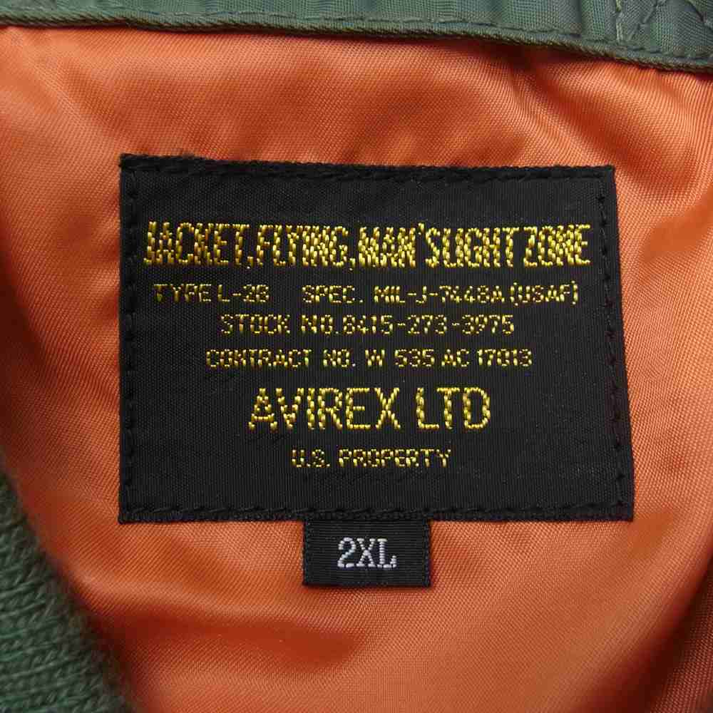 AVIREX アヴィレックス 6162163 L-2 FLYING TIGHERS フライングタイガース フライト ジャケット カーキ系 2XL【中古】