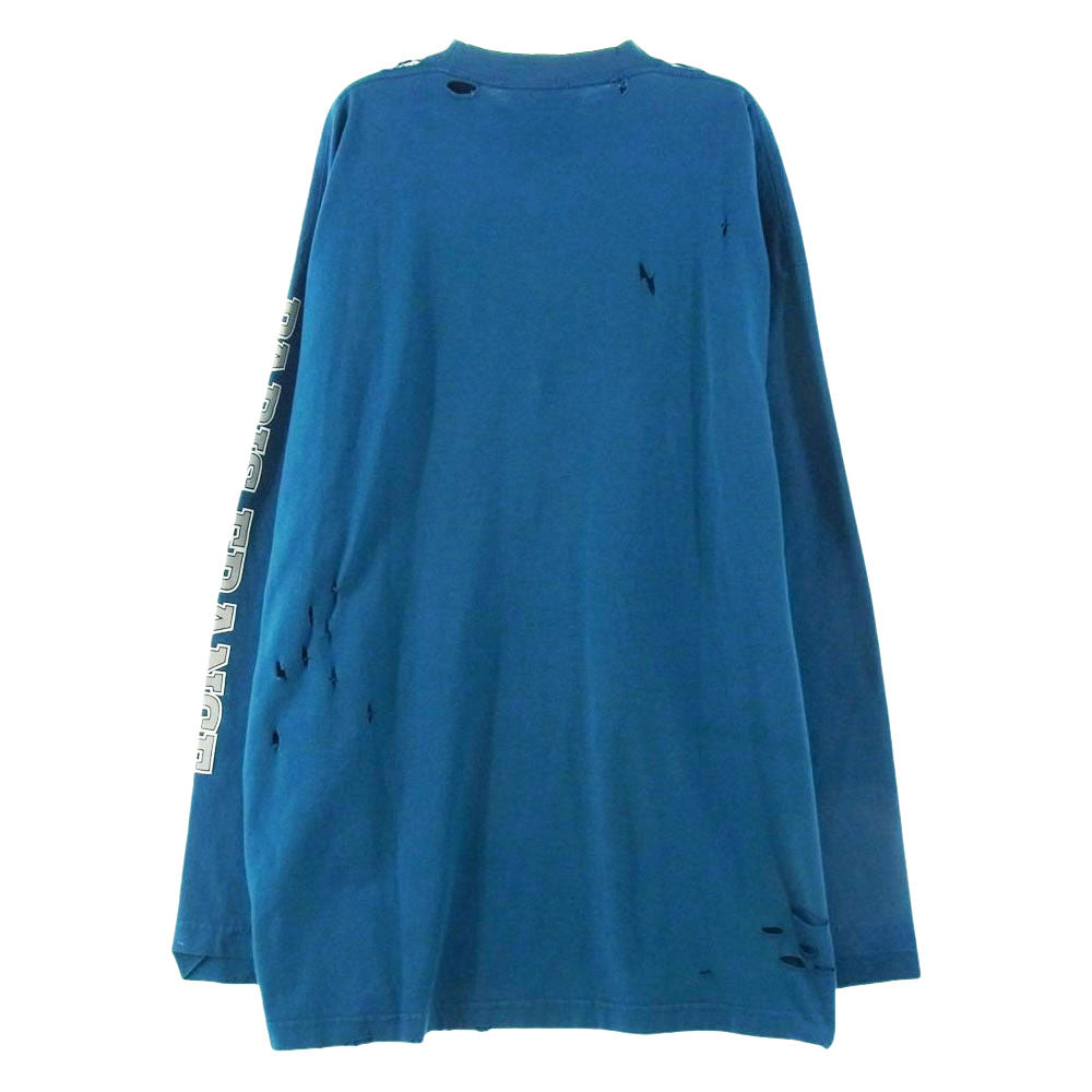 BALENCIAGA バレンシアガ 22SS 681046 TLVJ1 国内正規品 Maison Balenciaga USED ユーズド加工 ロングスリーブ Tシャツ モスグリーン系 1【新古品】【未使用】【中古】