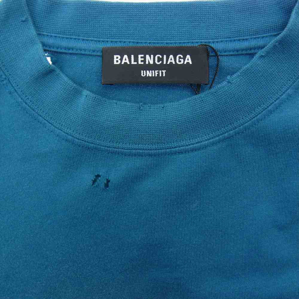 BALENCIAGA バレンシアガ 22SS 681046 TLVJ1 国内正規品 Maison Balenciaga USED ユーズド加工 ロングスリーブ Tシャツ モスグリーン系 1【新古品】【未使用】【中古】