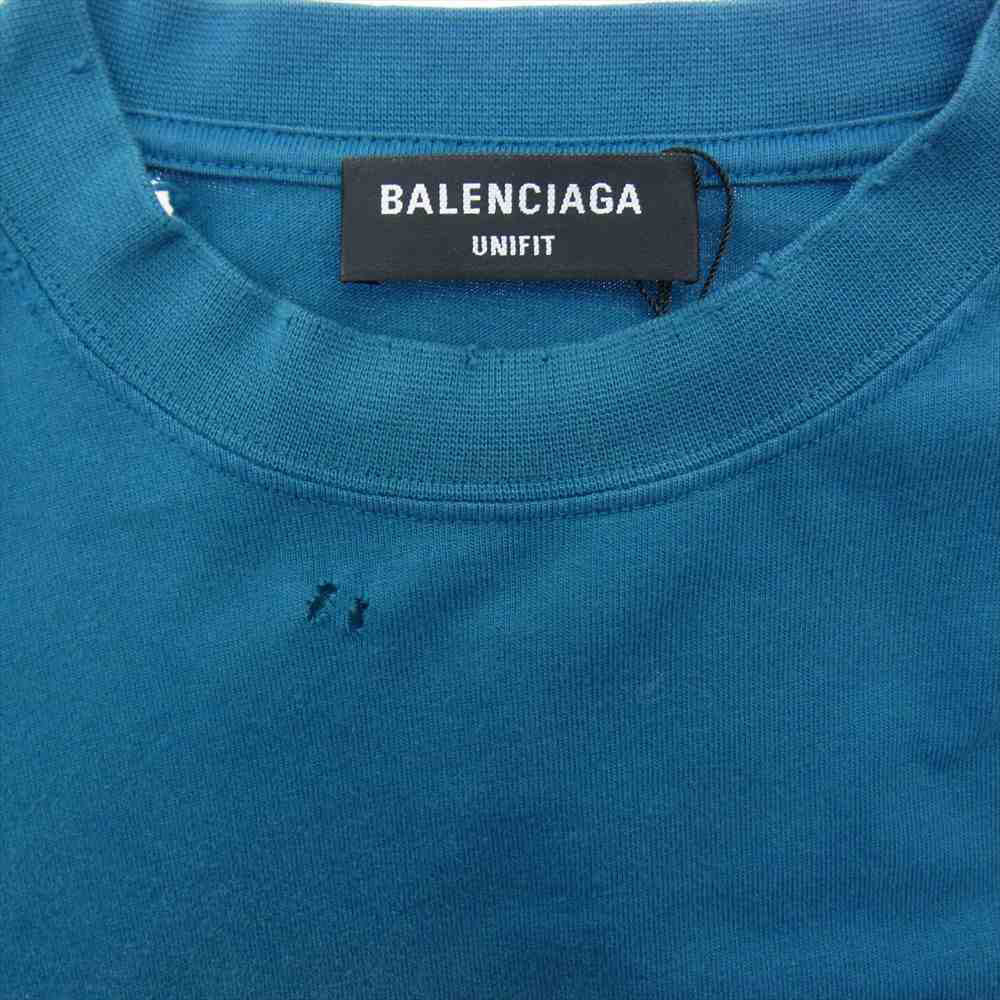 BALENCIAGA バレンシアガ 22SS 681046 TLVJ1 国内正規品 Maison Balenciaga USED ユーズド加工  ロングスリーブ Tシャツ モスグリーン系 1【新古品】【未使用】【中古】