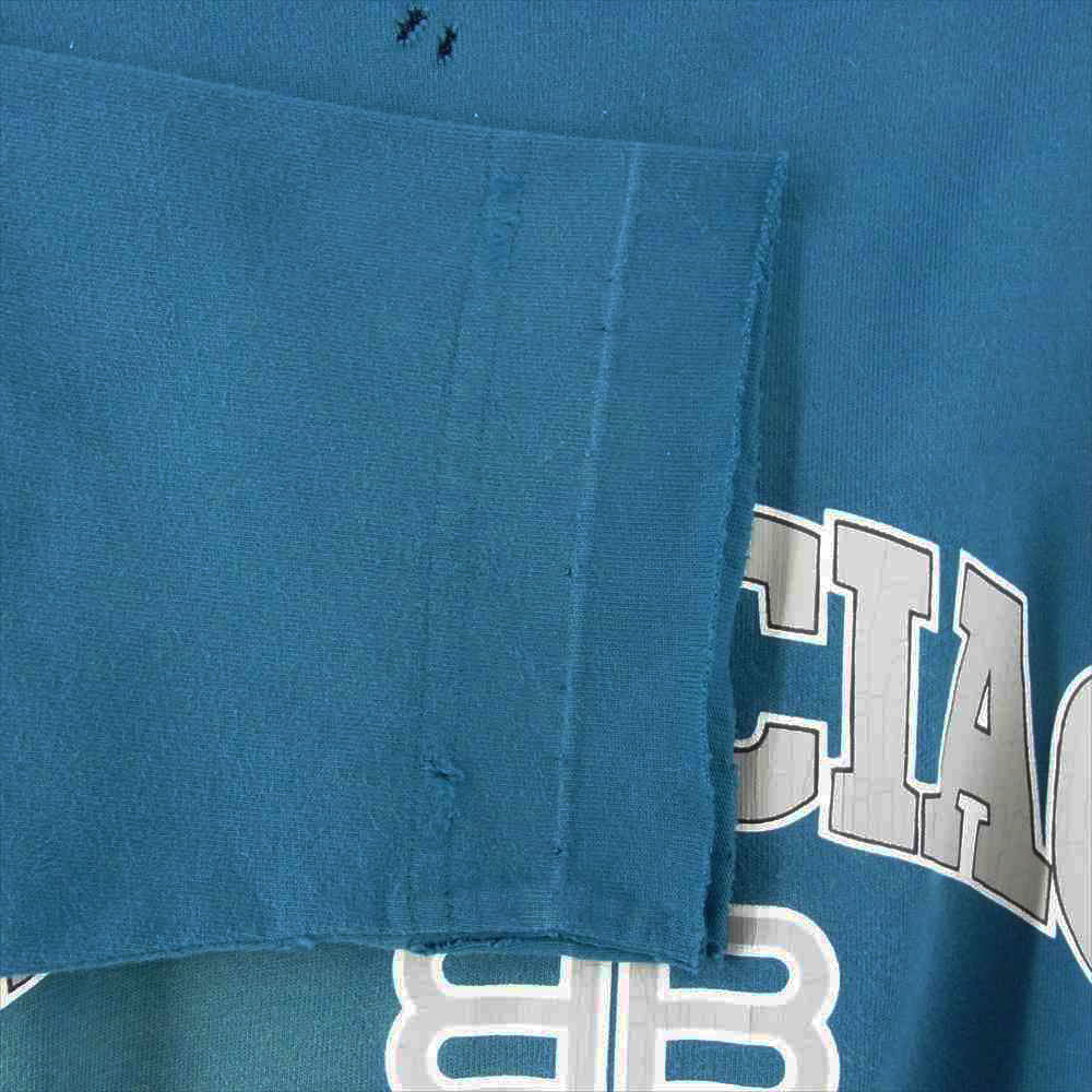 BALENCIAGA バレンシアガ 22SS 681046 TLVJ1 国内正規品 Maison Balenciaga USED ユーズド加工 ロングスリーブ Tシャツ モスグリーン系 1【新古品】【未使用】【中古】