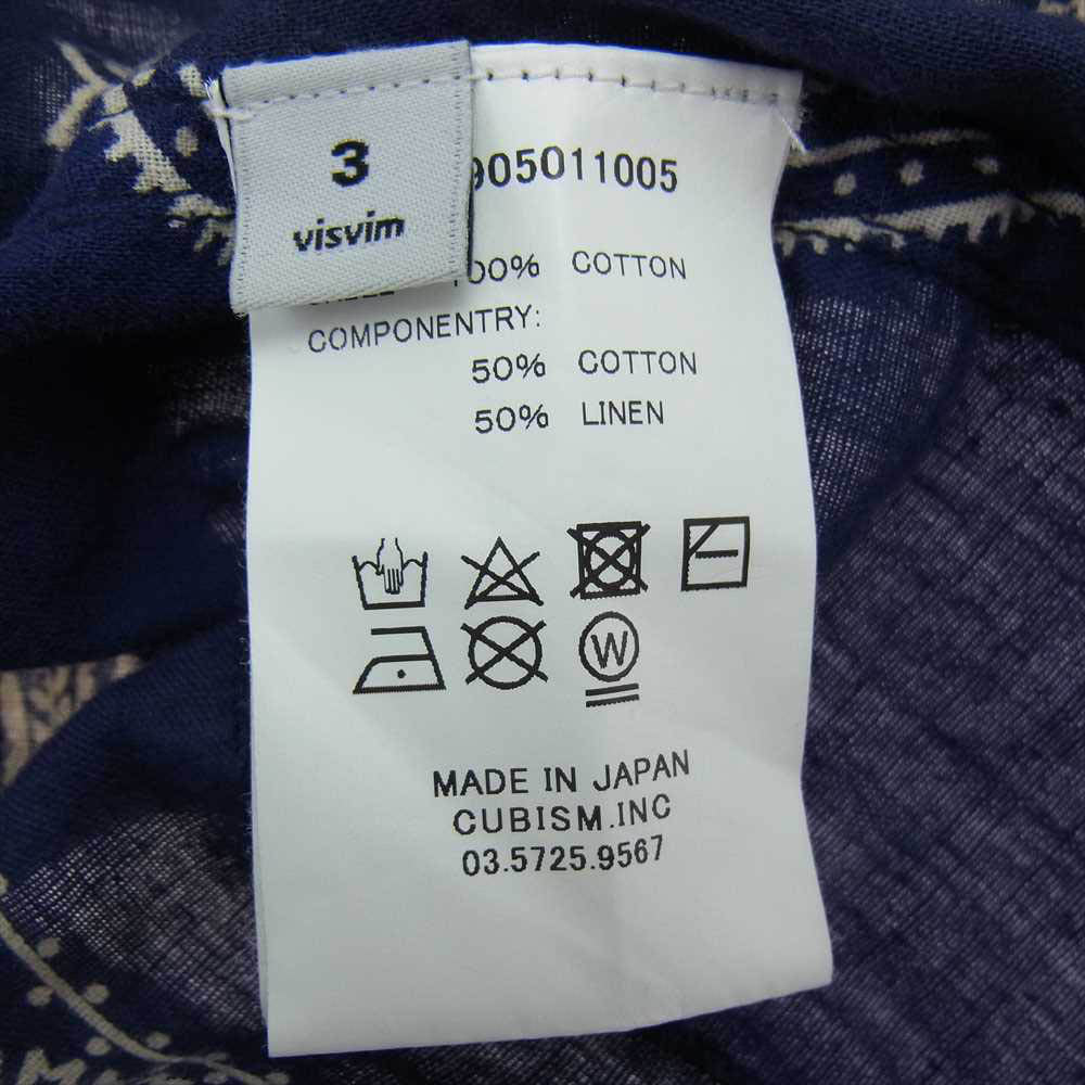 VISVIM ビズビム 0217905011005 LHAMO SHIRT ペイズリー バンダナ シャツ ラモ 羽織 シャツ  ネイビー系 3【中古】