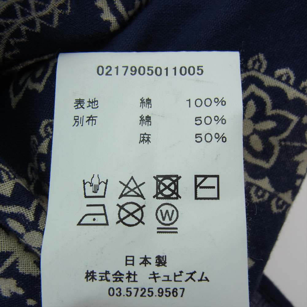VISVIM ビズビム 0217905011005 LHAMO SHIRT ペイズリー バンダナ シャツ ラモ 羽織 シャツ  ネイビー系 3【中古】