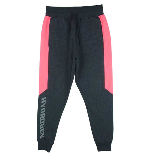 ハイドロゲン ライン ジャージ イージー パンツ コットン トルコ製 ダークグレー系 ピンク系 L【中古】