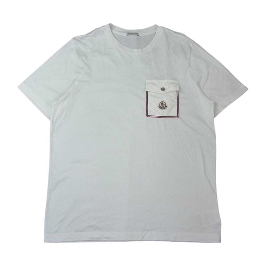 MONCLER モンクレール H19018C00048 8390Y 国内正規品 SS TSHIRT ナイロン 胸ポケット付き 半袖 Tシャツ ホワイト系 M【中古】