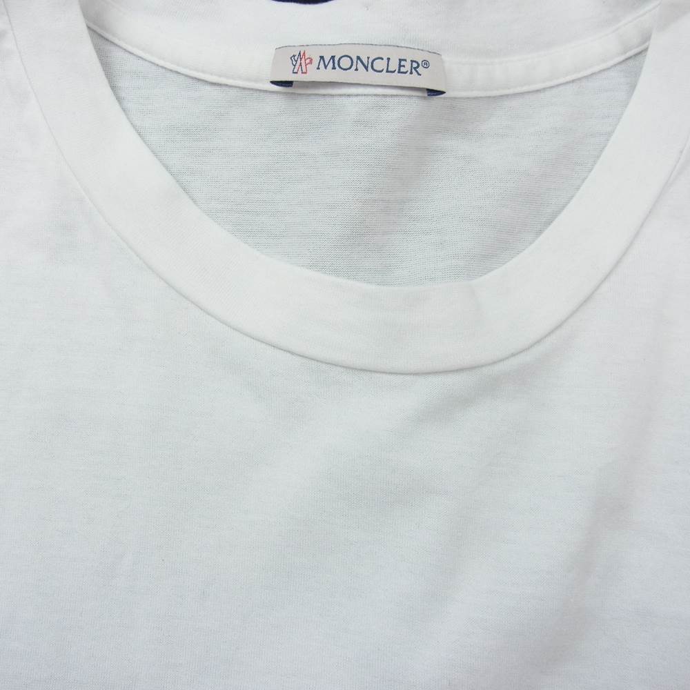 MONCLER モンクレール H19018C00048 8390Y 国内正規品 SS TSHIRT ナイロン 胸ポケット付き 半袖 Tシャツ ホワイト系 M【中古】