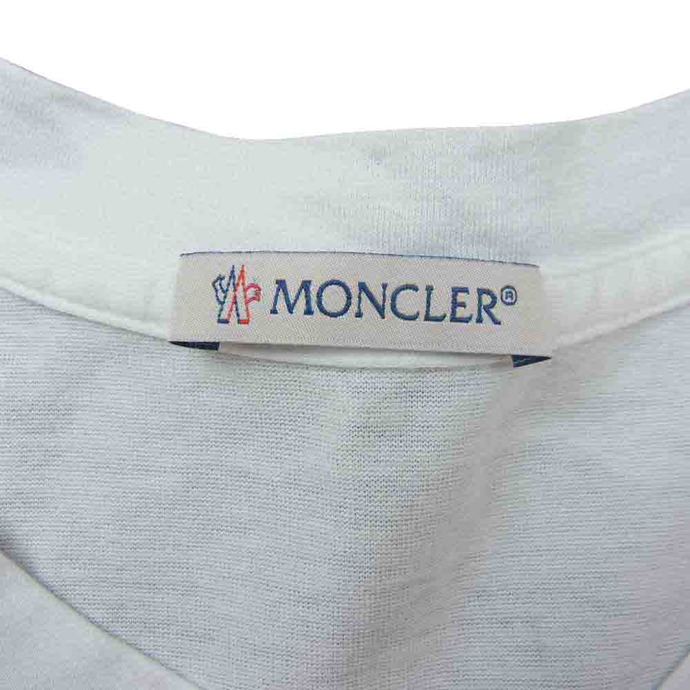 MONCLER モンクレール H19018C00048 8390Y 国内正規品 SS TSHIRT ナイロン 胸ポケット付き 半袖 Tシャツ ホワイト系 M【中古】