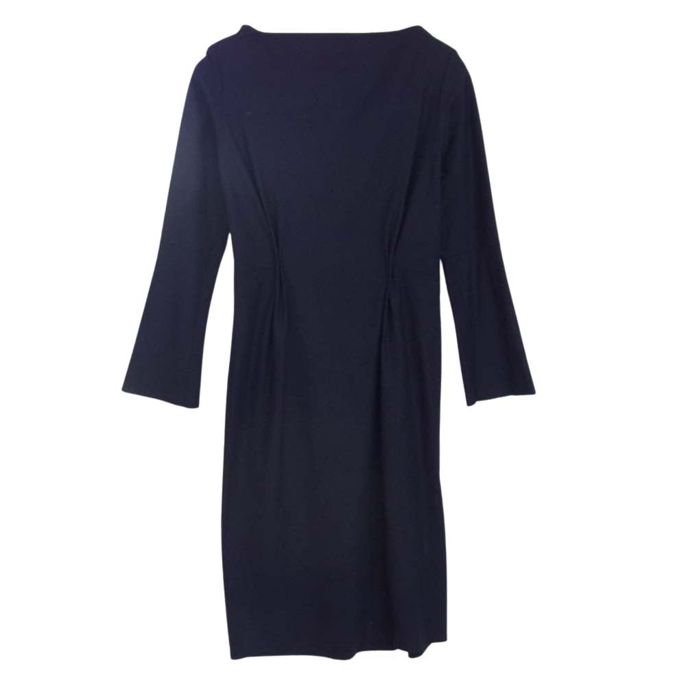 JIL SANDER ジルサンダー ノーカラー スタンドカラー ウールワンピース ネイビー系 36【中古】