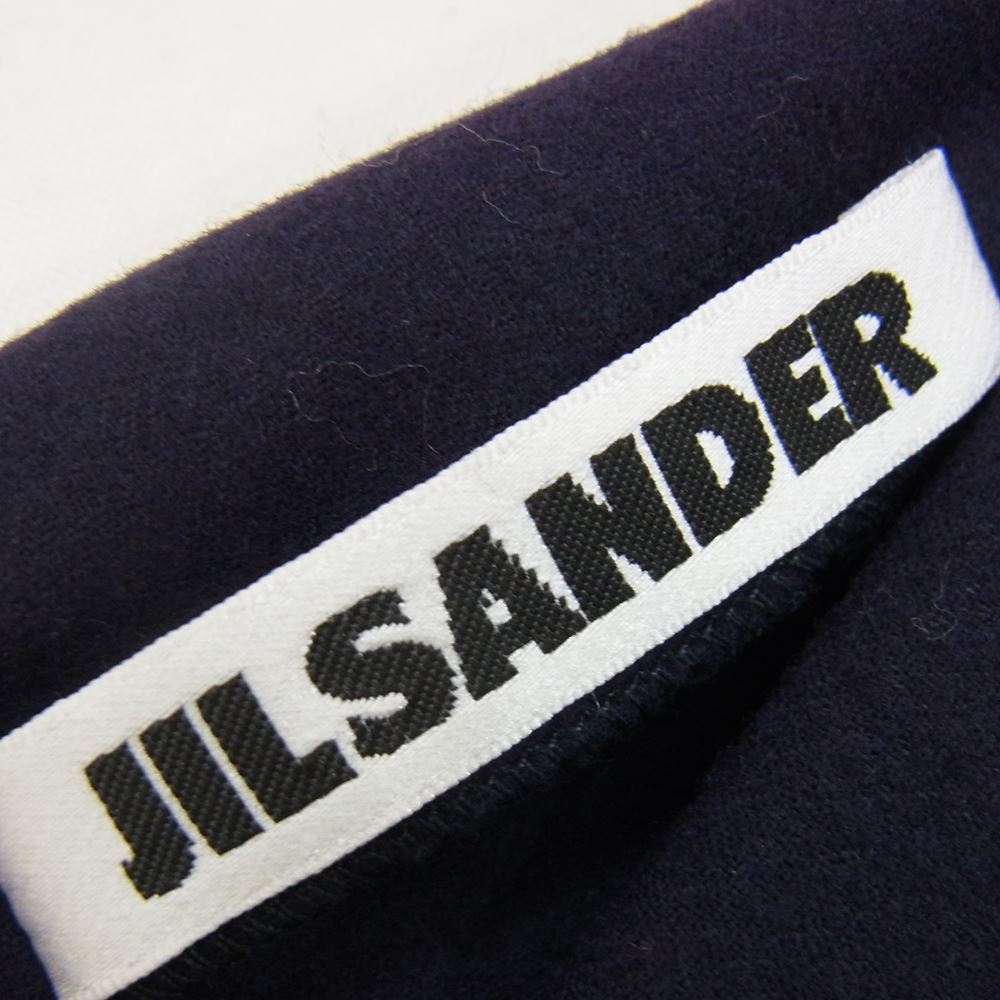 JIL SANDER ジルサンダー ノーカラー スタンドカラー ウールワンピース ネイビー系 36【中古】