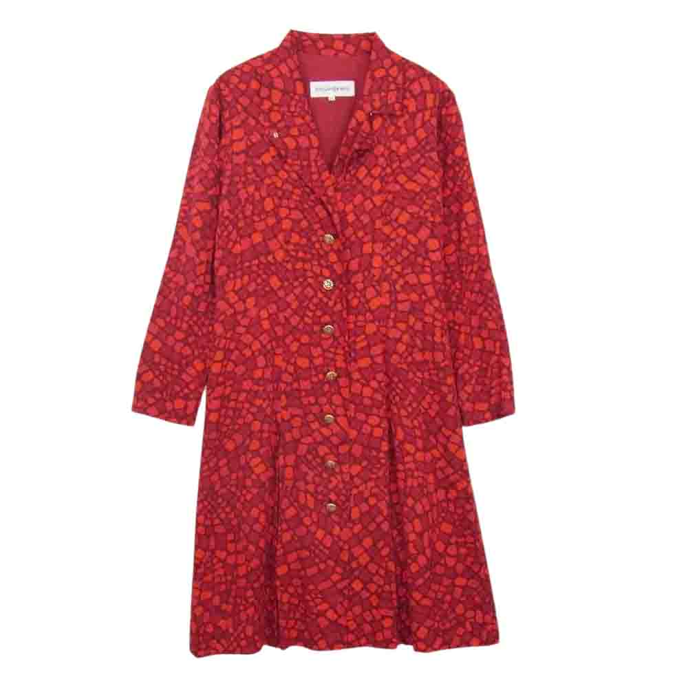 YVES SAINT LAURENT イヴサンローラン ビンテージ 絹 シルク ロングシャツ レッド系 36【中古】